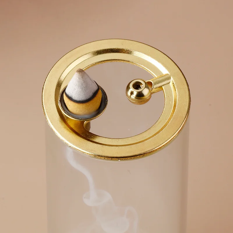Windproof Ash Catcher Backflow Incense Burner 2 in 1 Glass Metal Incense Clip Holder For Stick Cone Incense