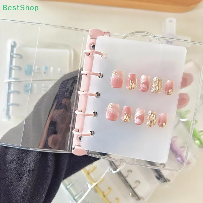 Książka do przechowywania sztucznych paznokci, sznurowana, wielokolorowa, 5 otworów, klips na karty, tablica ekspozycyjna, karta zamienna do oglądania kolorów.