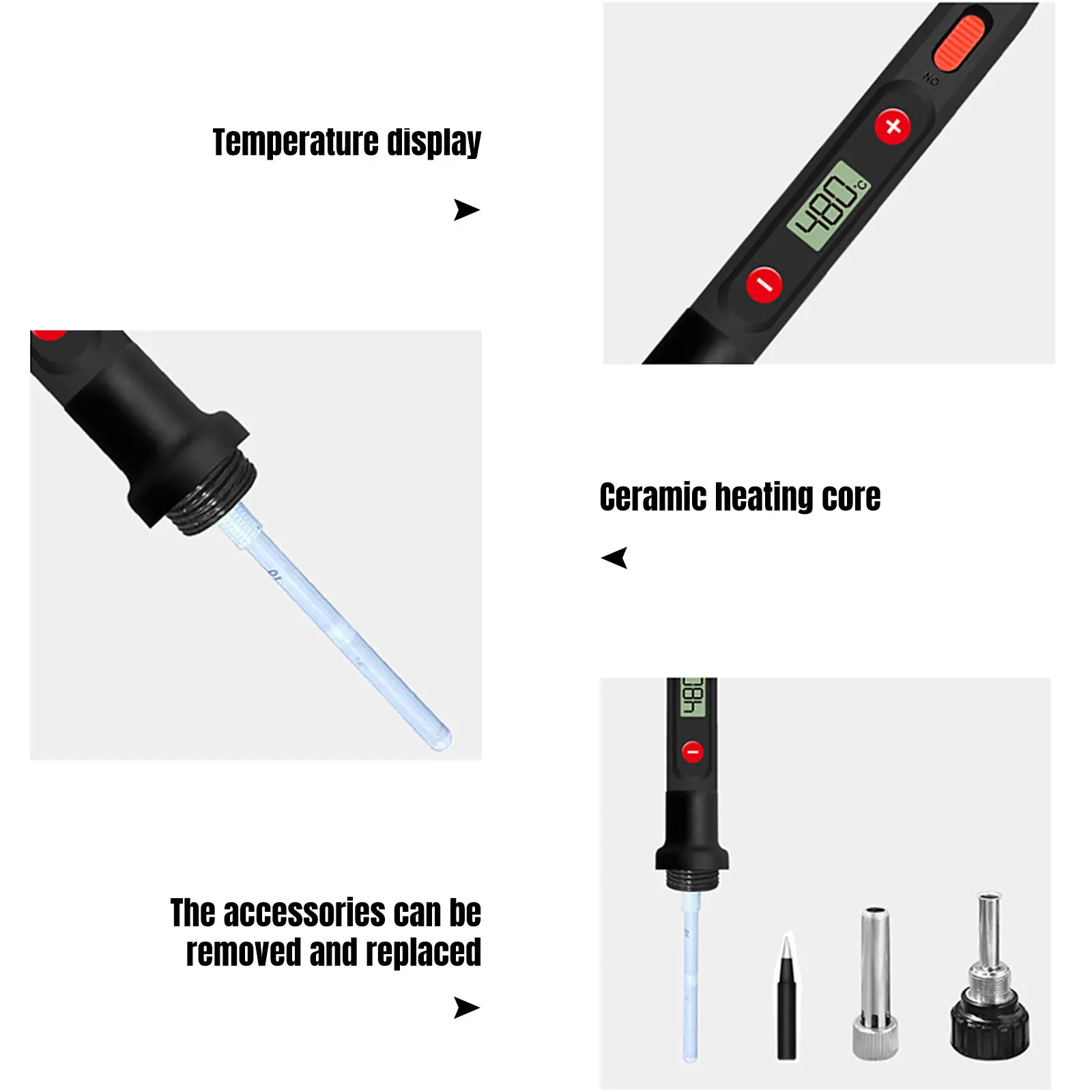 80W  Digital Display Adjustable Constant Temperature Electric Soldering Iron Set Electric Iron Welding Pen Home Repair Tool