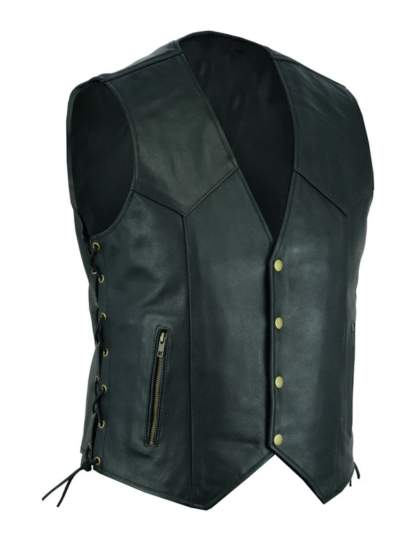 

Men's Faion Slim Fit Svel PU Vest Autumn Casual Western Cowboy Sle ort Length V-Ne Single Button Closure ...