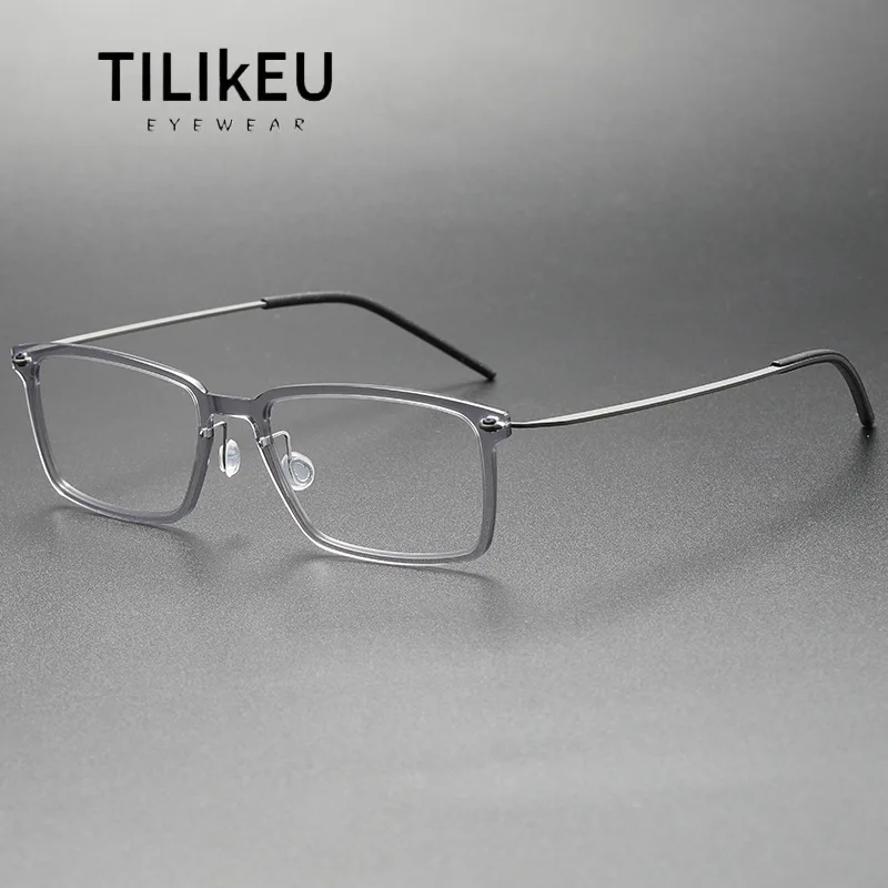

Denmark Brand Handmade Eyewear Designer Nylon Titanium Retro Square Frame Trend Men's Screwless Ultralight Eyeglasses Gafas 6528