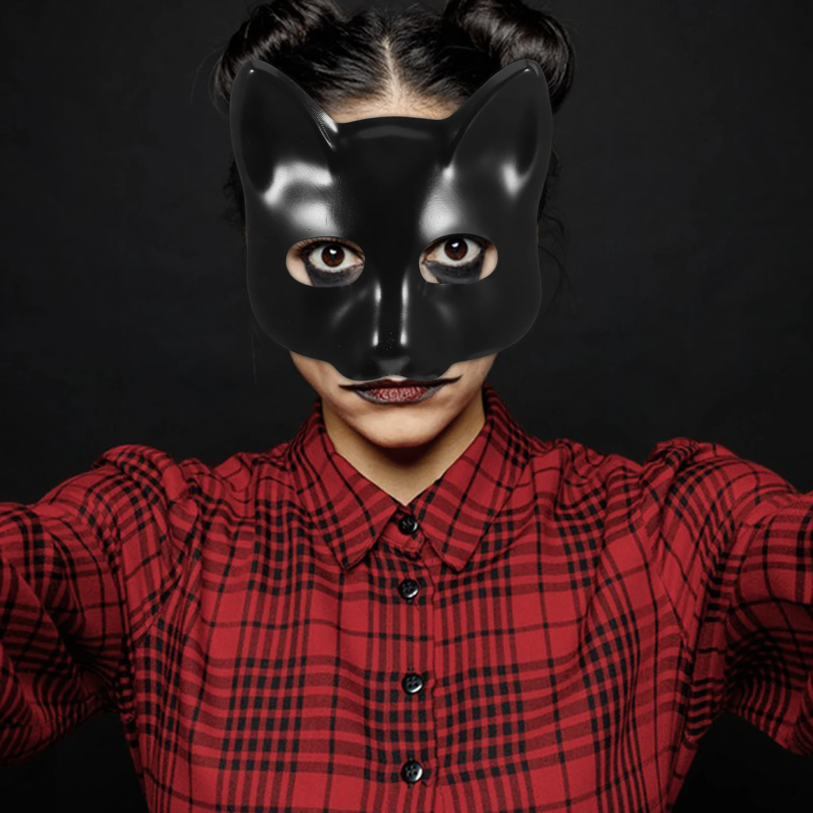 

2 Pcs Blank Mask Paint Carnival Black Cat Cosplay Costume for Women Animal Beads Bracelets Face Pulp and