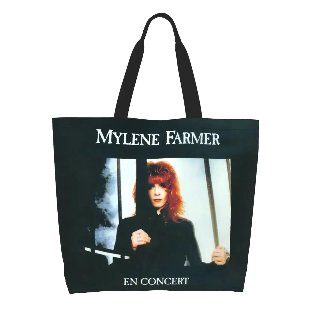 Reusable Mylene Farmer Shopping Bag Women Canvas Shoulder Tote Bag Washable French Singer Grocery Shopper Bags