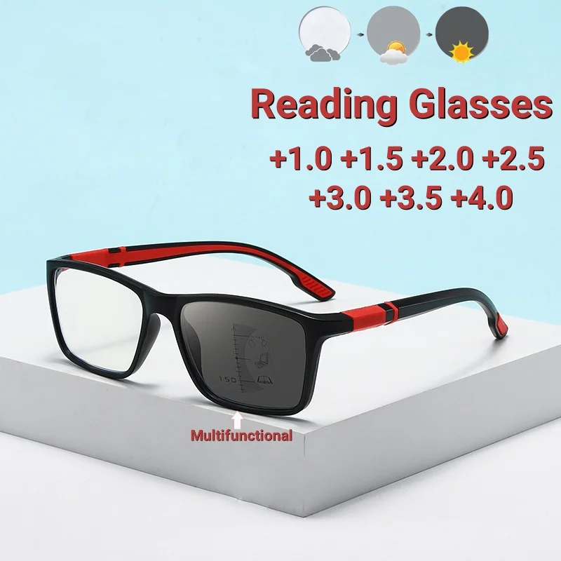 

Retro Anti Slip Design Progressive Multifunctional Reading Glasses for Sports Near and Far Dual-use Anti Blue Light Glasses
