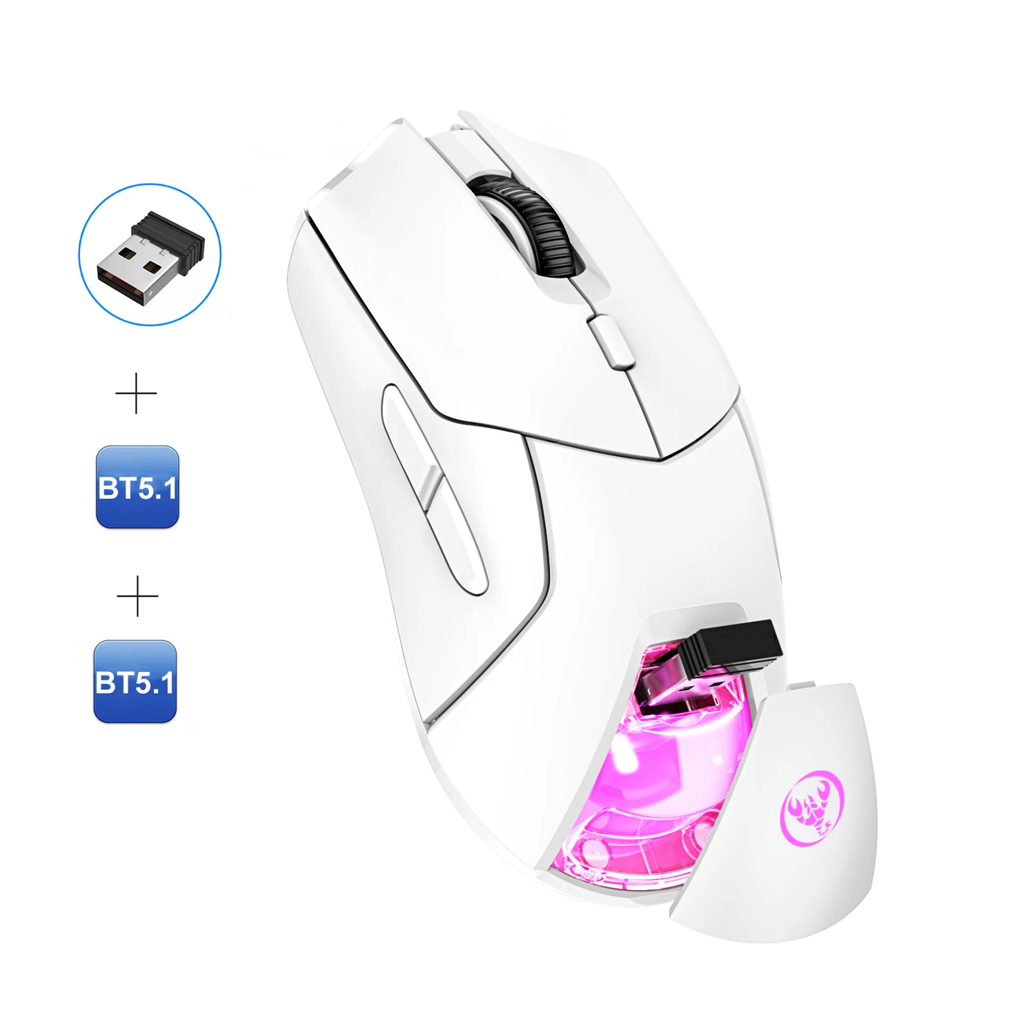 

Rechargeable Wireless Game Mouse Bluetooth and 2.4G USB RGB Backlight Mute 3 Modes Mice for MacBook for iPad Laptop Desktop