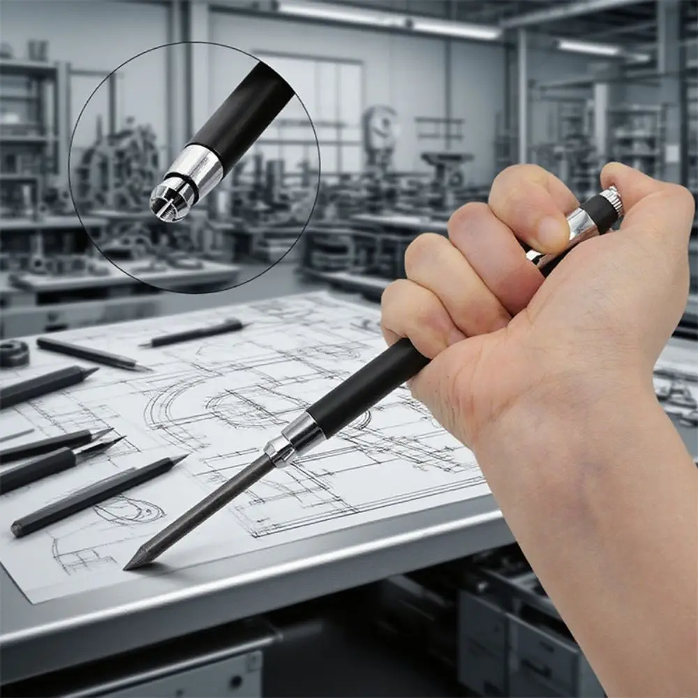 High Quality Metal Mechanical Pencil with Pen Clip 5.6mm Sketch Pencil Heavy-Duty Automatic Pencil Shading & Manga Drawing