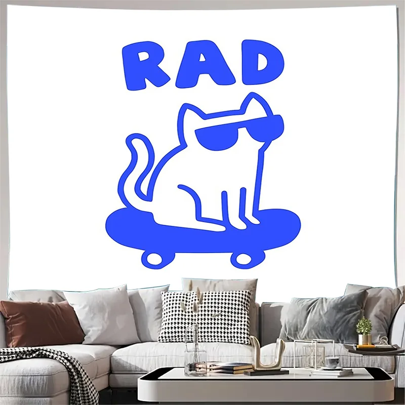

Скейтборд кошка гобелен настенный аниме декор комнаты эстетический общежитие настенное искусство крутой модный подарок для геймеров мальчиков и девочек