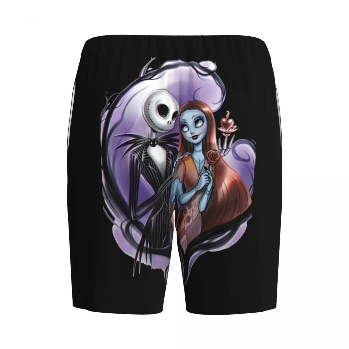Custom Nightmare Before Christmas Pajama Shorts Jack Skellington And Sally Sleepwear Bottom Stretch Sleep Short Pjs with Pockets