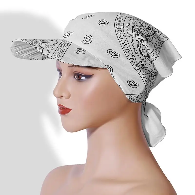 Vorgefertigter Turban mit breiter Krempe, leichter Sonnenschutz, Bandana-Schal, atmungsaktives Kopftuch für Damen im Freien – Detail 8