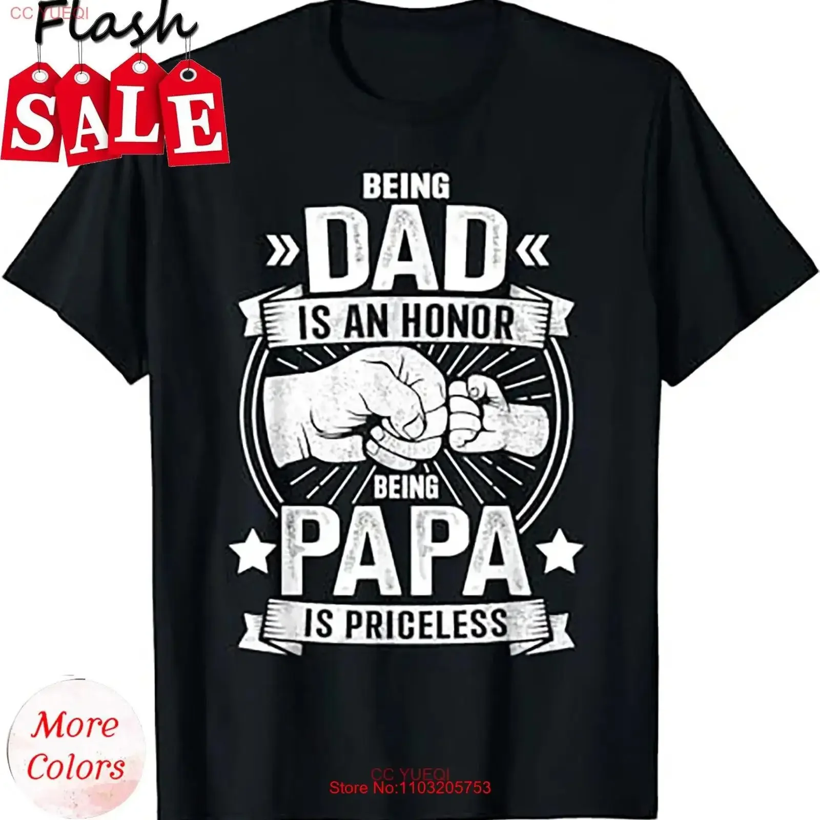 تي شيرت Dad an Honor Papa بدون سعر لعيد ميلاد الجد والأب عتيق مغسول مريح كاجوال قابل للتنفس #1