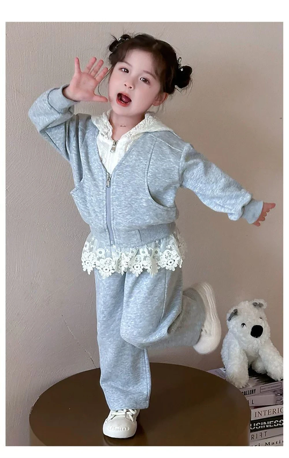 MILANCEL Kids' Sets and Outfits 2-7T Children Clothes Girl Coat +Pants 2PCS Sweet Lace Girl Clothing Autumn Set Child Girl