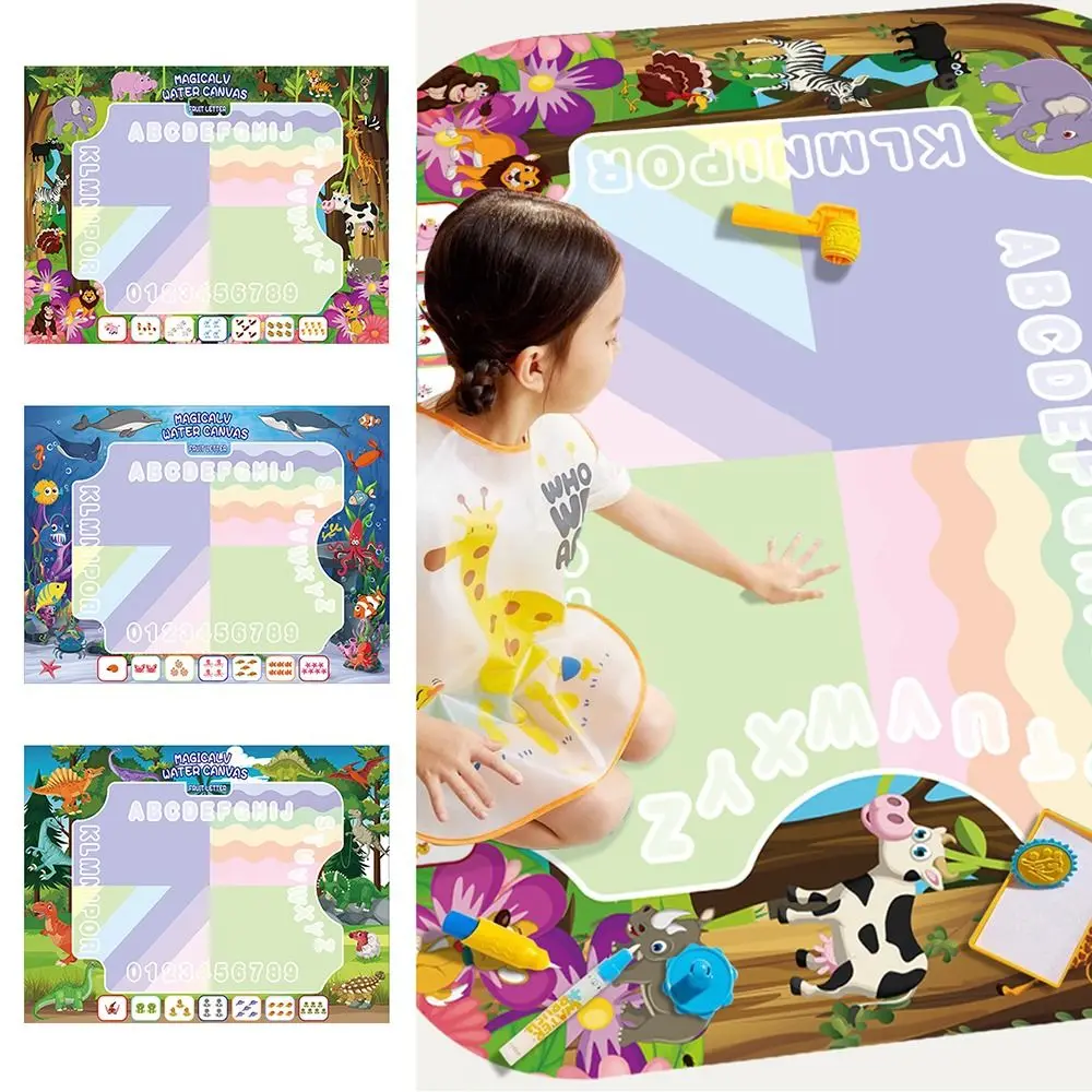 Creative Cartoon Water Doodle Mat 80*60cm Multicolor Graffiti Blanket Early Learning Montessori Water Painting Canvas Toy