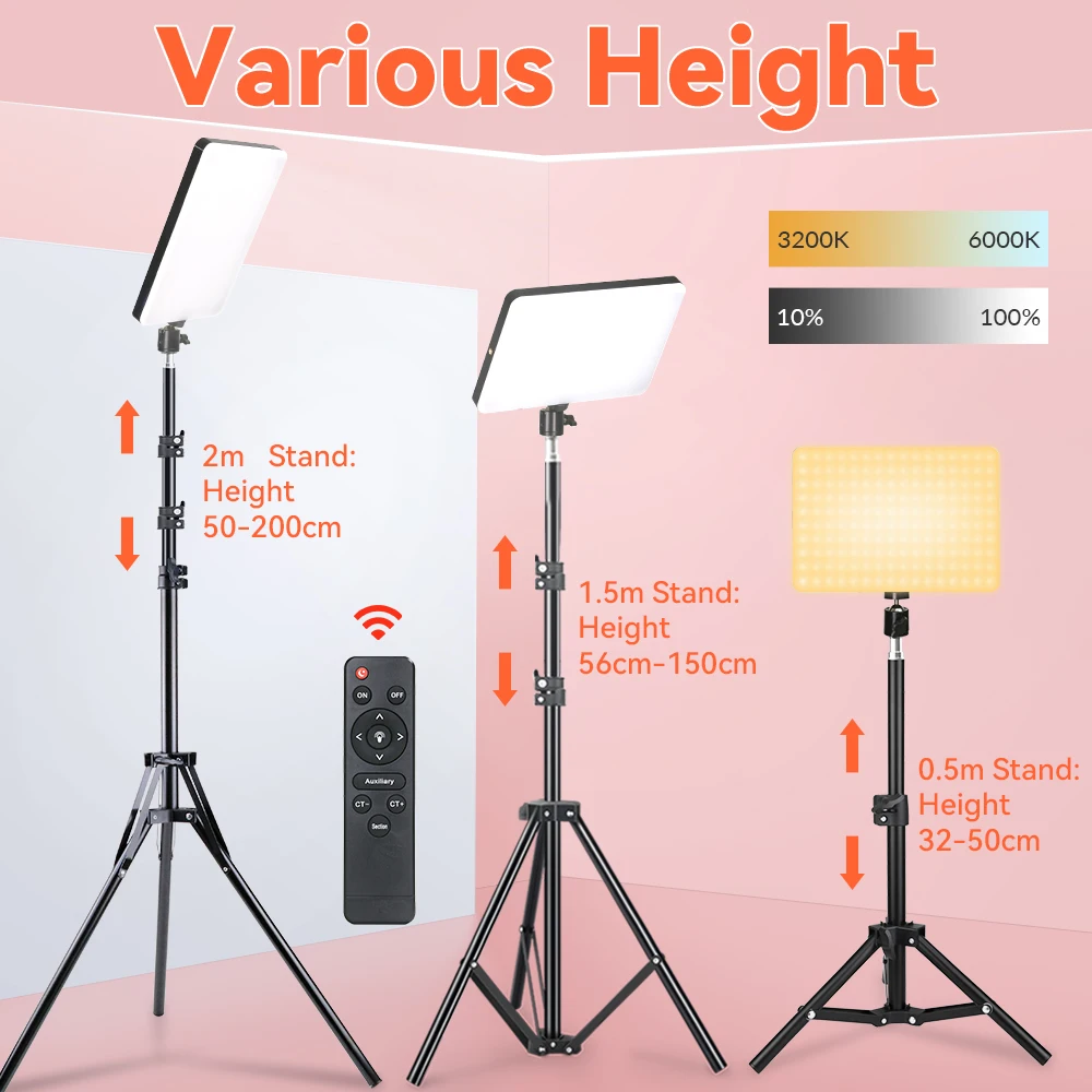 LED Video Lighting Panel Photography Lamp EU Plug 3200K-6000K Photo Studio Fill Light With Tripod For Youtube VK Makeup
