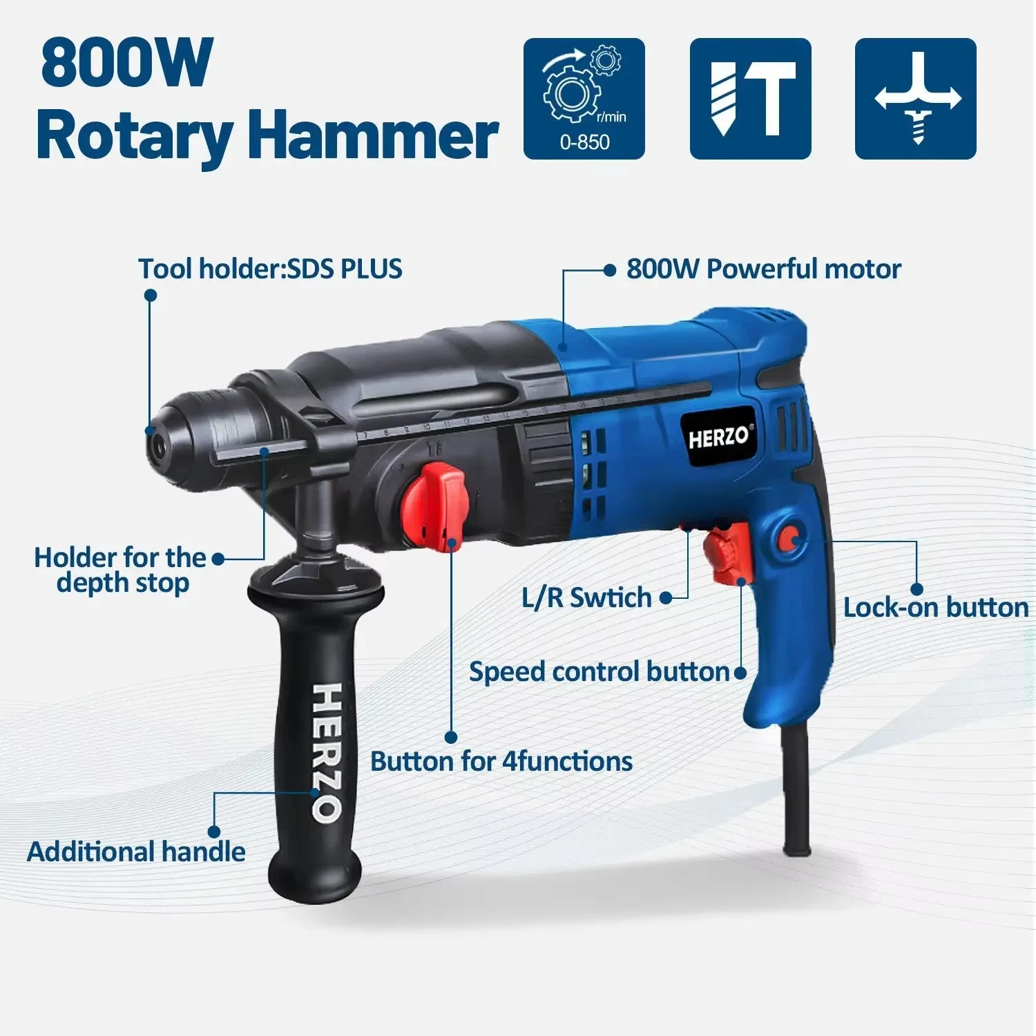 Wire 800W Electric Hammer Drills 220V Breaker Drilling Machine Drills Electric Rotary Hammer