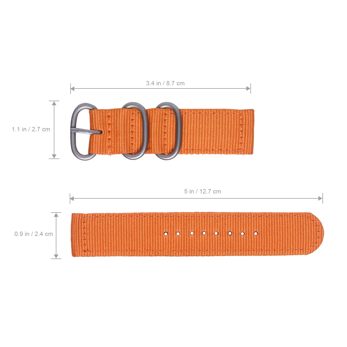

24mm Watch Strap Nylon Bands Durable 2-Joint Wristband for Replacement Orange Top-Class Clasp 24mm Watch Strap