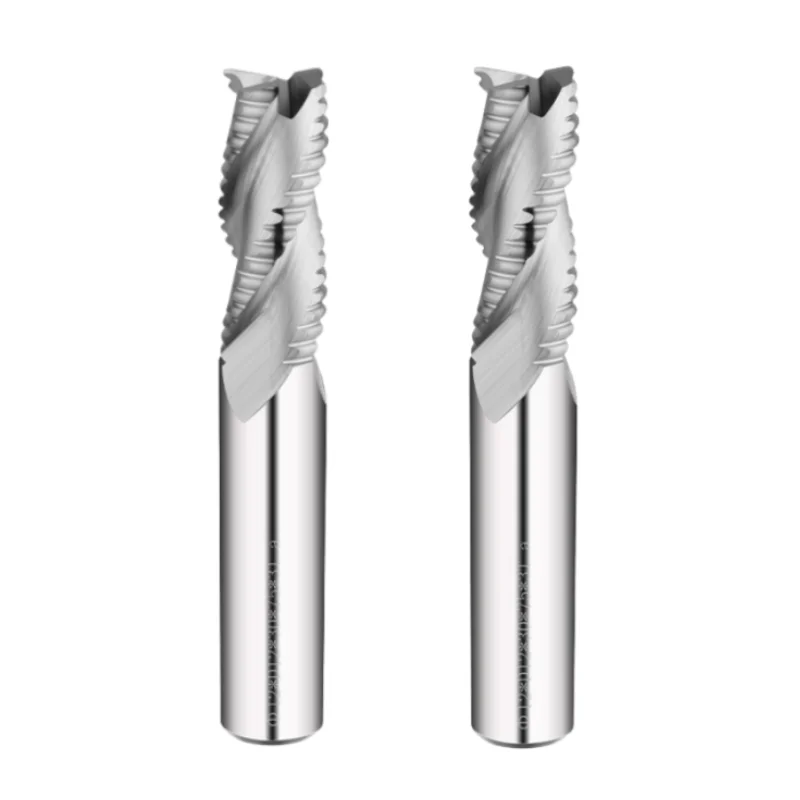 Solid Cemented Carbide Flat-bottomed End Mill With Wave Edge Aluminum Coating Length 100mm 150mm 200mm Tungsten Steel Rough Skin