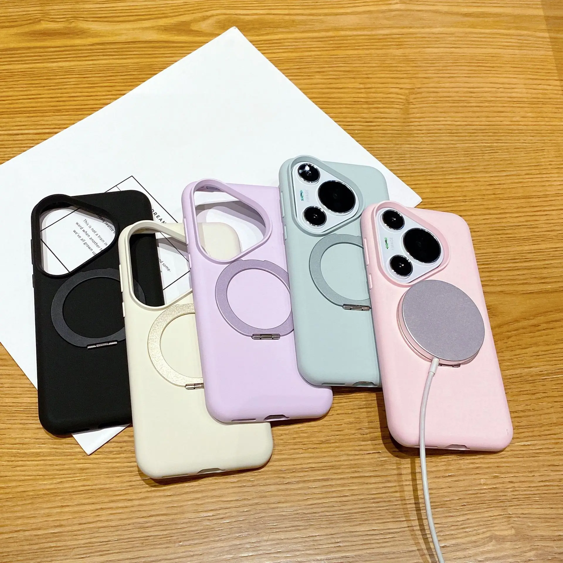 

New Liquid Silicone Magsafe Wireless Charge Magnetic Candy Color Phone Case For Huawei Pura70 Pro Pro+ Plain Cover with Holder