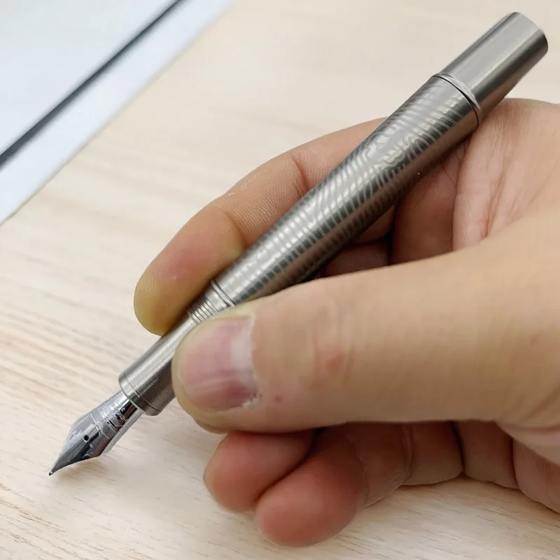 Low Discount Pengchen All Titanium Alloy Fountain Pen Hand Polished F 0.5mm Tip Calligraphy Pen Tutorial Guide Beginners Artists