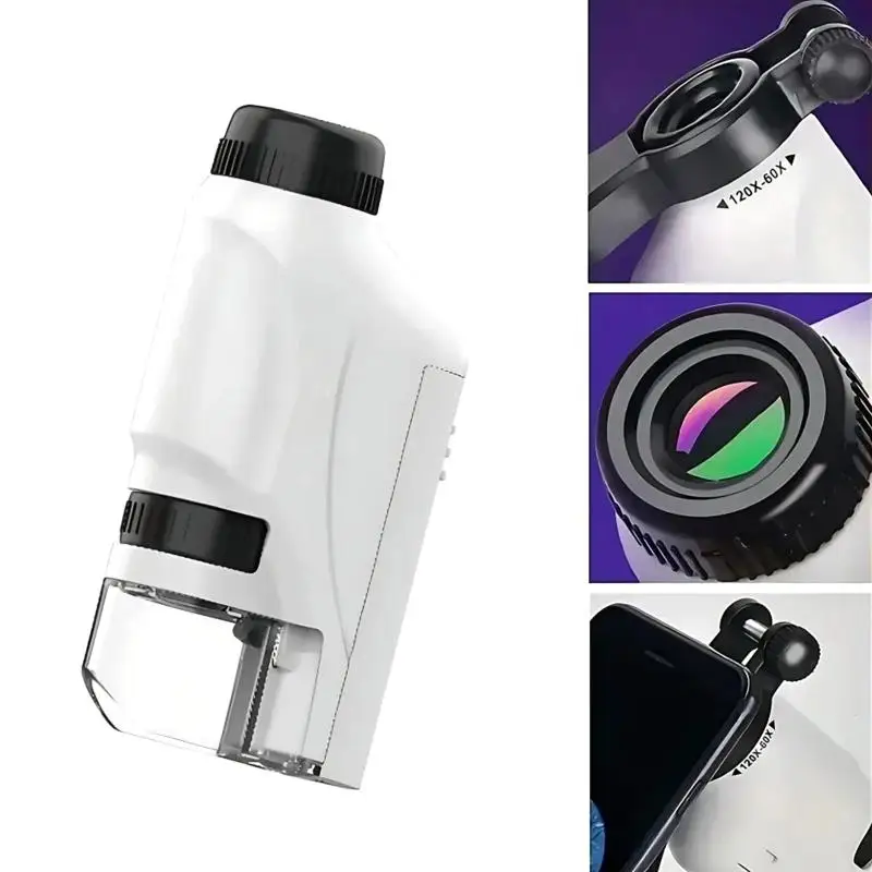 New Microscope 60-120x Lab Handheld Microscope Battery Powered Microscope With LED Light Kids Science Microscope