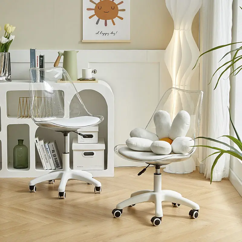 Computer Chair Rotary Wheel Lifting Family Transparent Makeup Chair Simple Small Space Office Chair Study Chair Leisure Chair