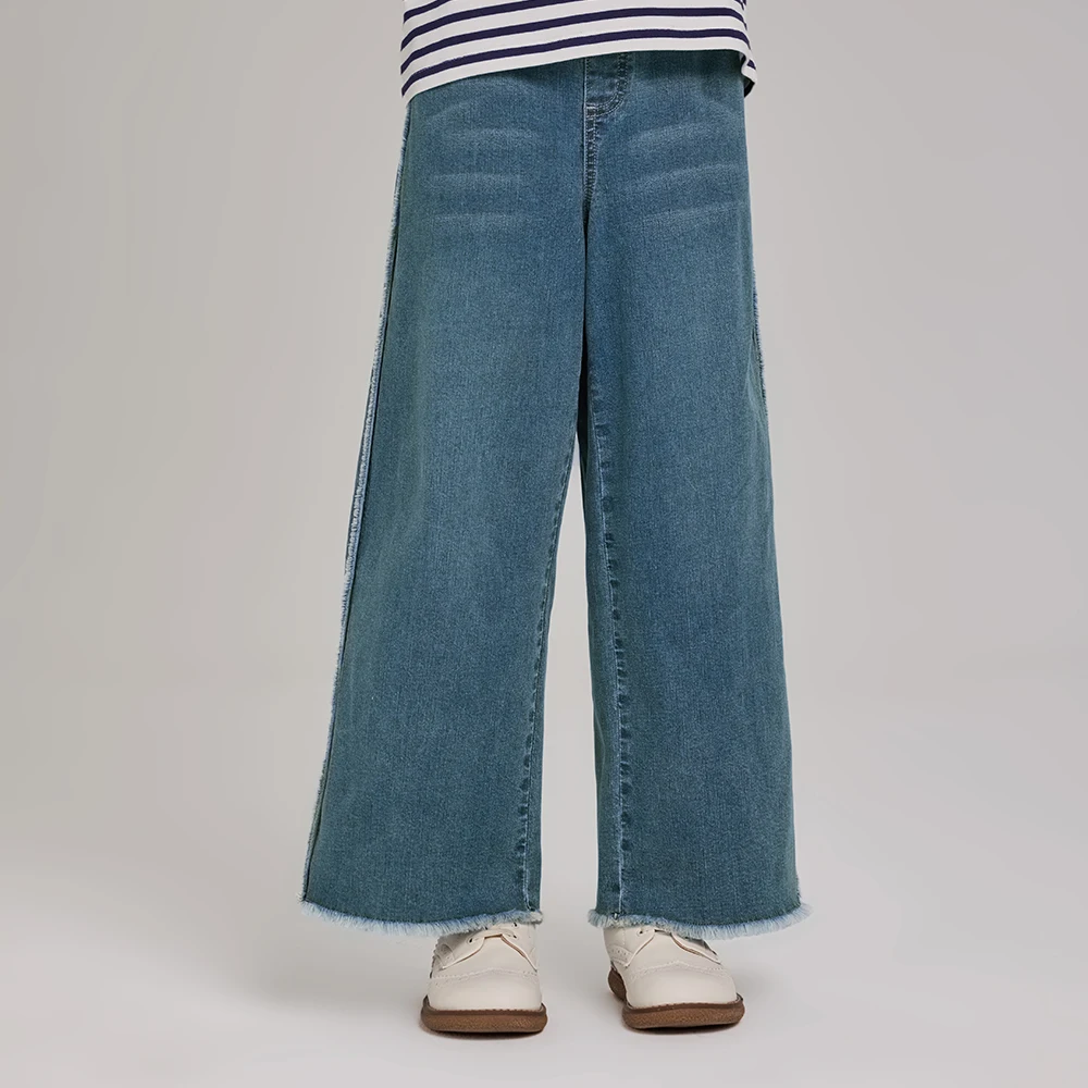 Dave Bella Children Autumn Wide Leg Jeans Loose Casual 7-13 Years Teen Girls Straight Pants Elastic Trousers DK3262540