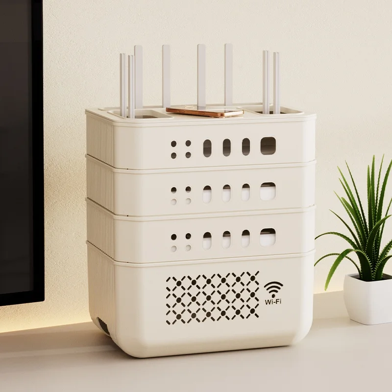 New 4-layer WiFi Plug Protection Box Detachable Multi-layer Storage Box Storage Rack Suitable For Living Room And Bedroom Storag
