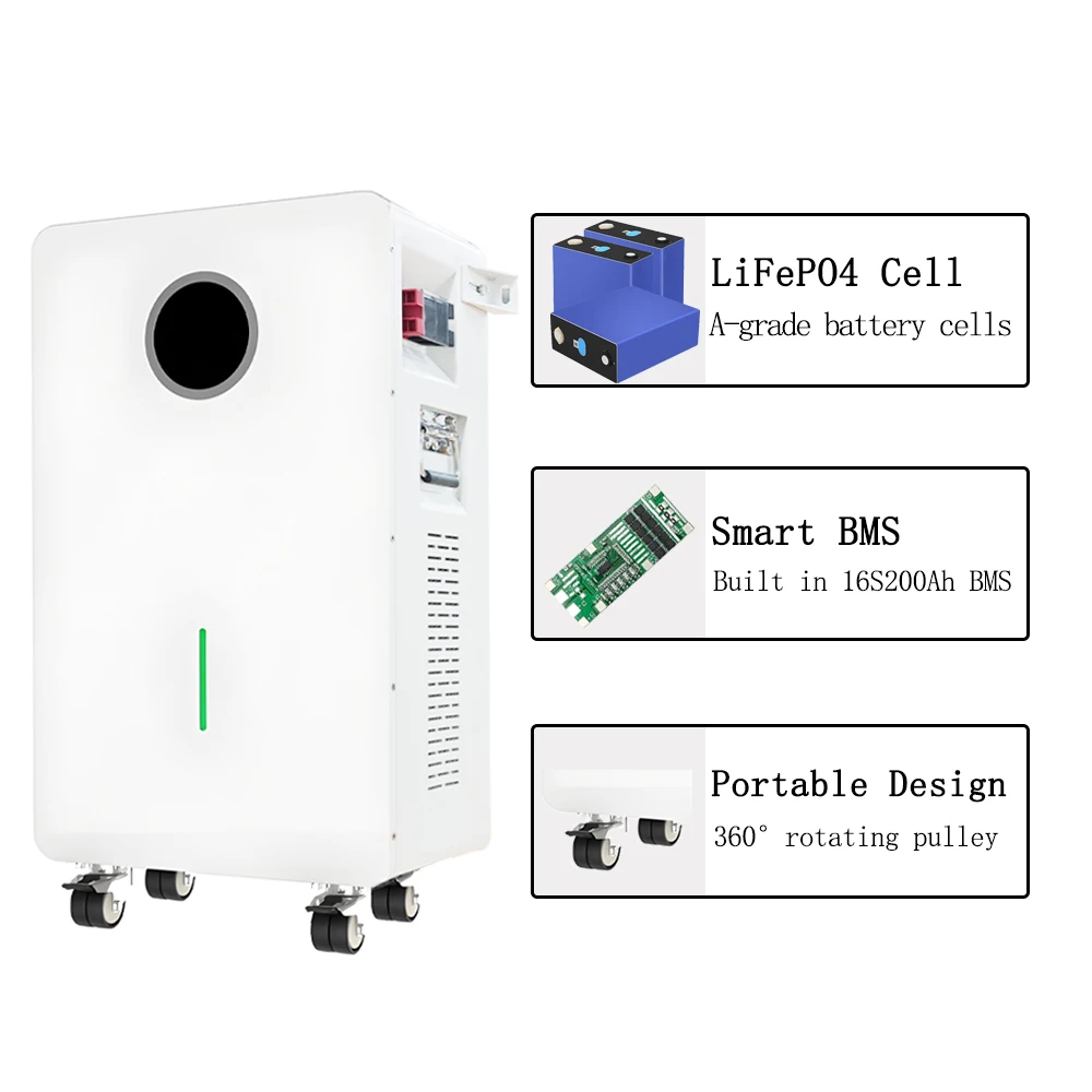 Smsenergy 51.2V 200Ah LiFePO4 Home Storage Battery Stackable Split System Hybrid Grid Connection Can for Home Appliance Use