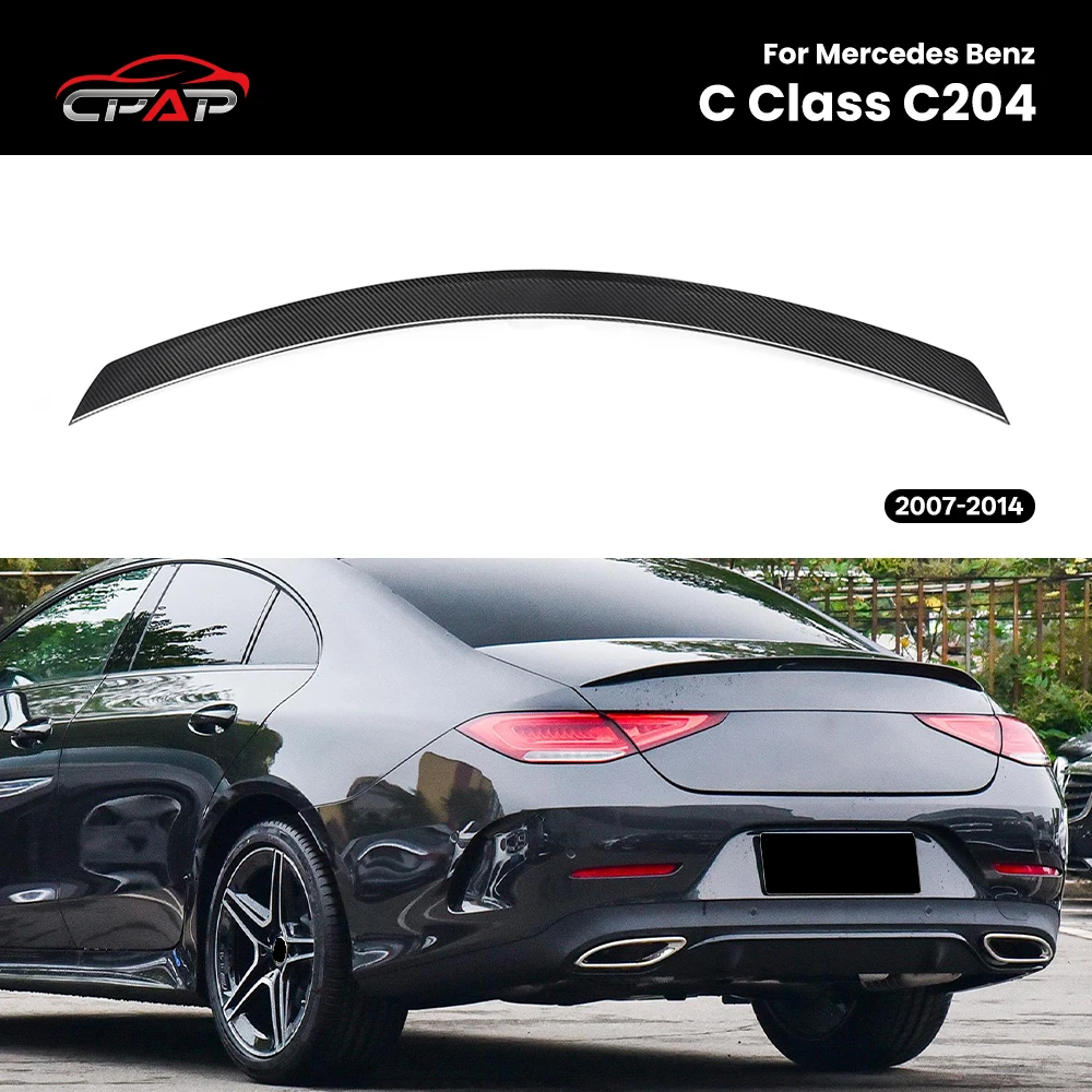 

Real Dry Carbon Fiber Car Rear Trunk Spoiler Boot Wing For Mercedes Benz C Class C204 OEM Style 2007-2014