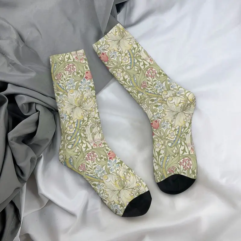 Calcetines elásticos con estampado Floral para hombre y mujer, medias con estampado de William Morris, para verano, Otoño e Invierno