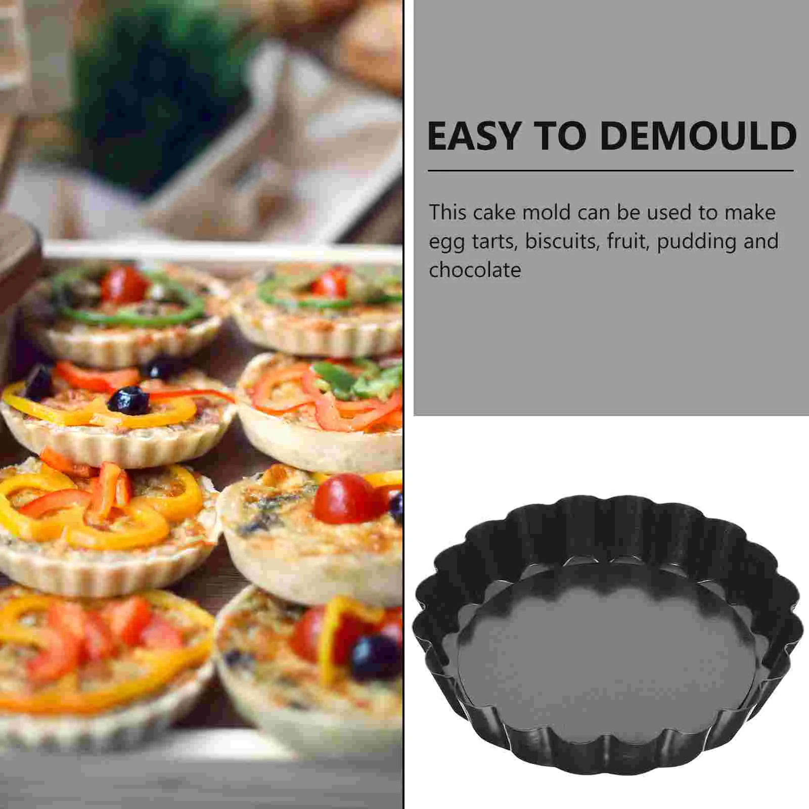 8 Pcs Mini Tart Pans Small Baking Pans Baking Bakeware Pie Mold Removable Bottom Black Carbon Tart Pan Steel Kitchen Tools