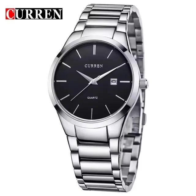 CURREN-reloj de cuarzo para hombre, cronógrafo de pulsera con correa de aleación, calendario, deportivo y de ocio, resistente al agua, 8106