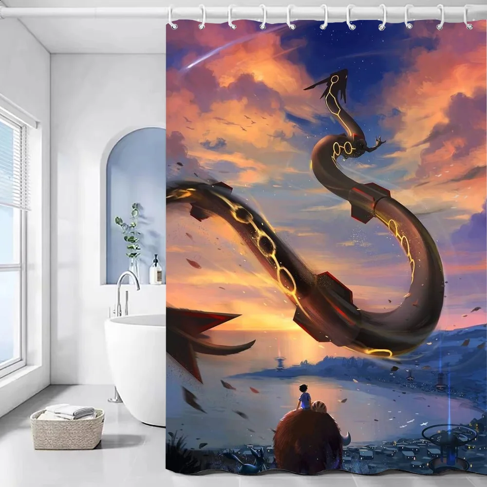 P-pokemon Shower Curtains for Bathroom Accessories Set Shower Curtain Waterproof Bath Sets Fabric the European Products Home