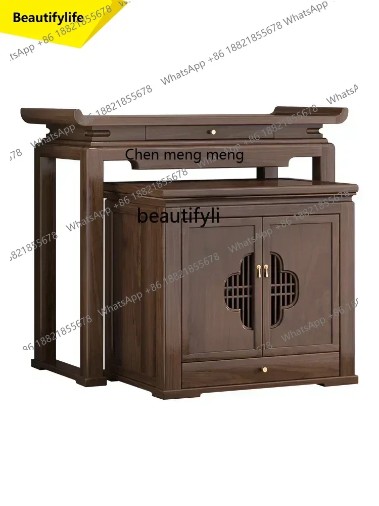 

P178 lt Chinese black walnut solid wood table for household Buddhist hall table simple tribute table