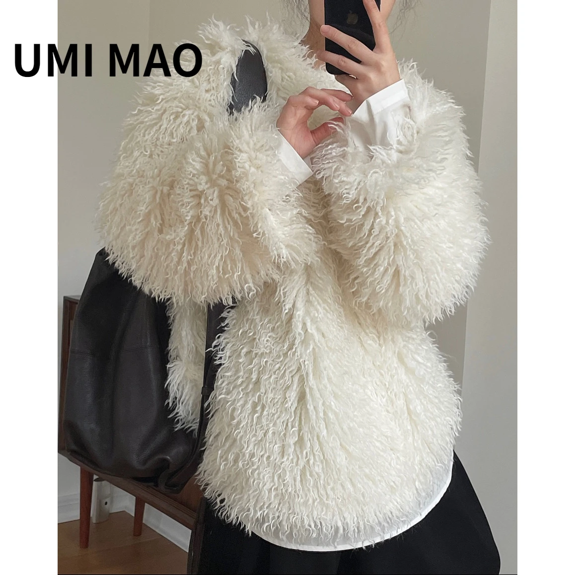 

UMI MAO Harajuku Winter New Lazy Wind Lamb Wool Fake Two Pieces Warm Fashionable Loose Silhouette Thick Tops Female Femme Y2K