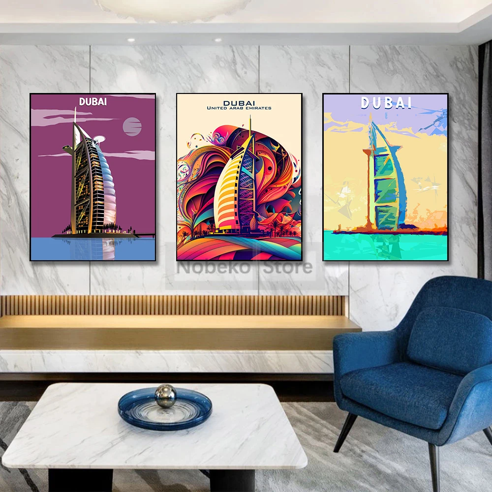 Arab Region Dubai Amman Cairo Sharjah Abu Dhabi Petra Travel Poster and Prints Canvas Painting Wall Art Pictures Home Room Decor