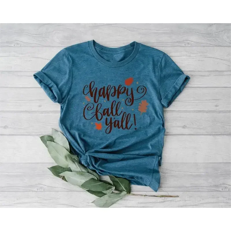 Happy Yall Fall T Shirt Tees Womens Season Autumn