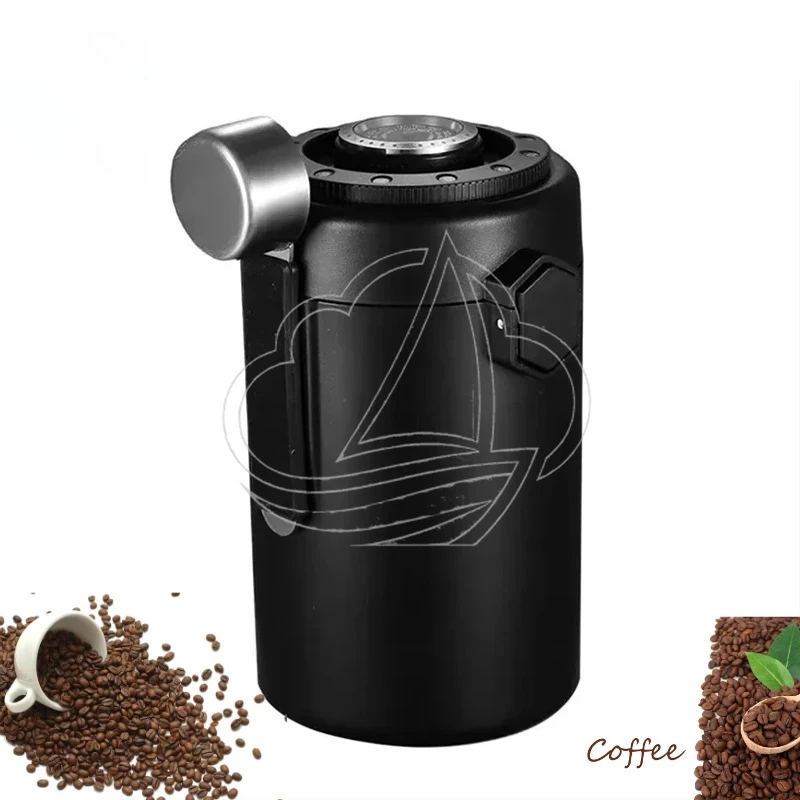 600ml Double Layer Stainless Steel Coffee Canister Airtight Bean Storage Jar With Magnetic Spoon