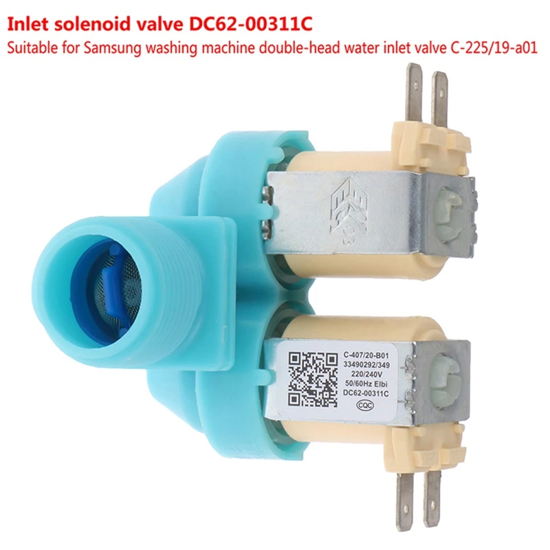 1PCS C-225/19-A01 Water Inlet Valve Dc62-00311C Washing Machine Double Ports Water Inlet Valve 220/240V