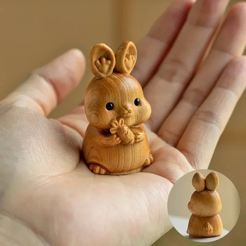Mini Wood Carving Twelve Zodiac Ornaments Cute Mouse Ox Tiger Rabbit Dragon Snake Animal Decor Office Desktop Decor Kids Gift