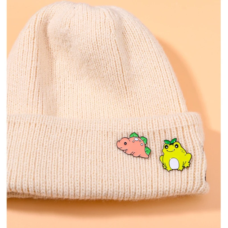 Cartoon Animal Fruit Brooches Cute Watermelon Tomato Shark Frog Dinosaur Zinc Alloy Badges for Clothes Bags Hat T-shirt Jeans view 2