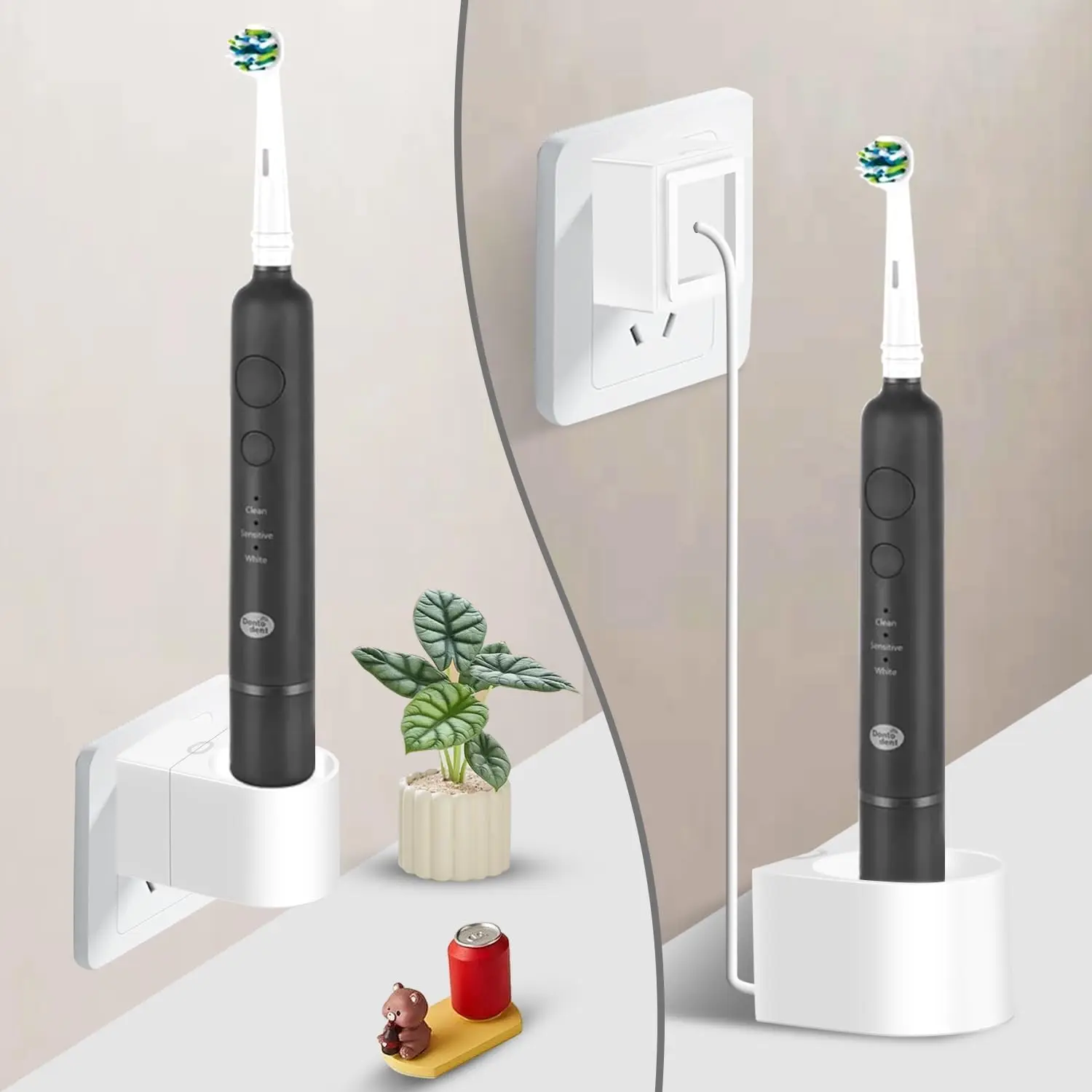 2-in-1 Wall Electric Toothbrush Charger for Most Oral-B and Braun Models (Excludes IO 7/8/9/10 Series and Sonic Pulse Series)
