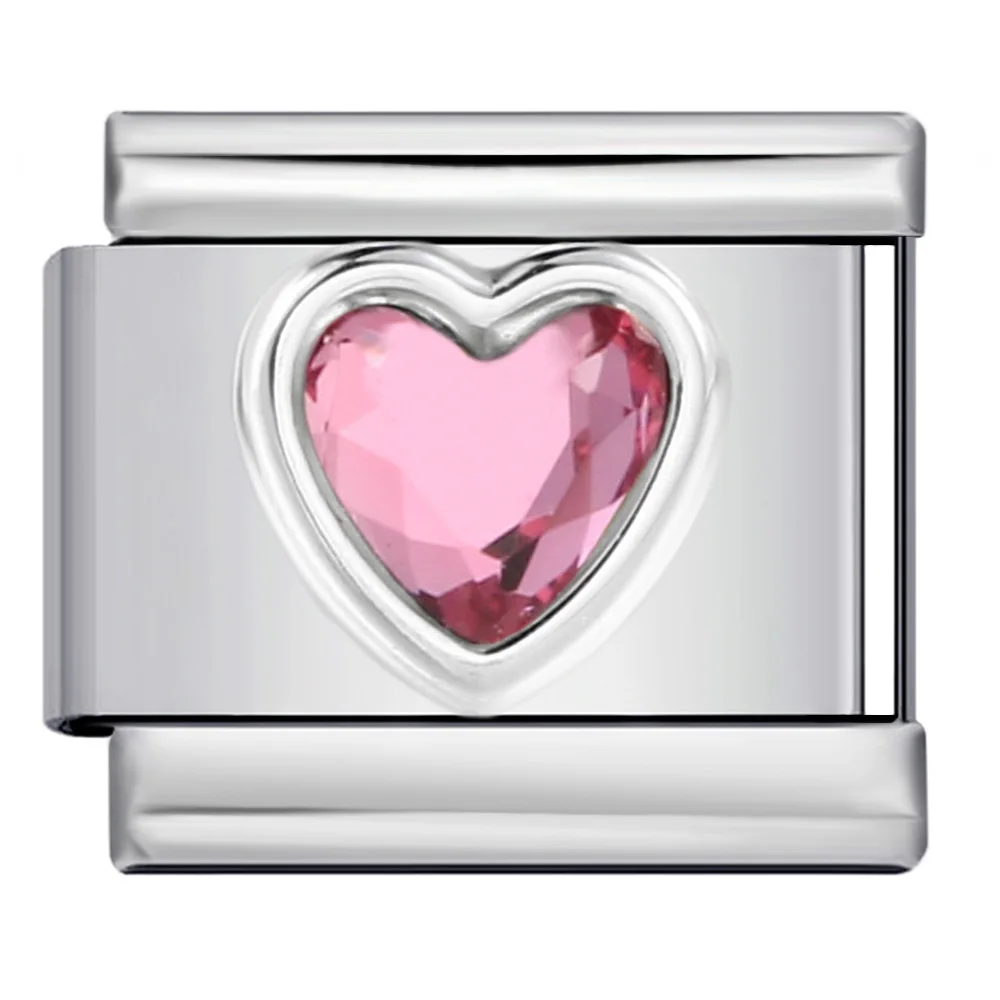 Modisches Rosa Glasiertes Herz Einfache Zahlen 0/1/2/3/4/5/6/7/8/9 Italienische Glieder Passend für 9mm Edelstahl-Charm-Armband DIY Perlen – Detail 7