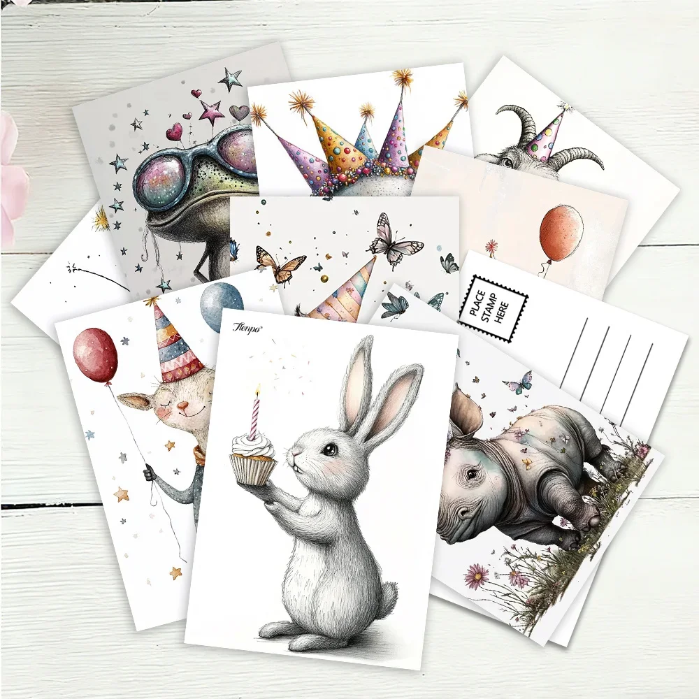 

32pcs,black and white animal postcards,decoration/greeting cards/postcard,high-definition printing,collectible and can be mailed