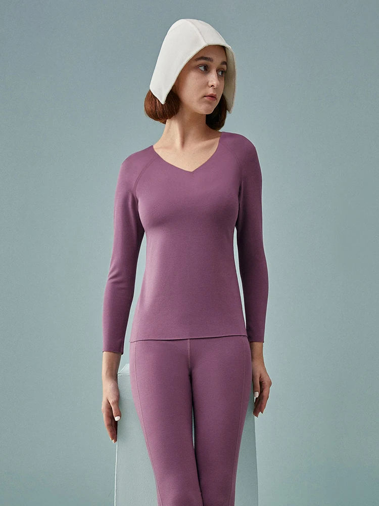 مجموعة ملابس داخلية دافئة سميكة للسيدات من MISS EMILY لخريف وشتاء درجة حرارة ثابتة بدون خياطة للتخسيس وتشكيل الجسم