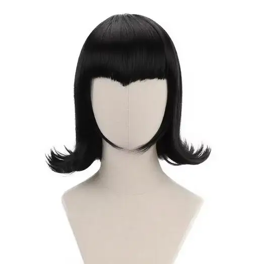 Wig rambut pendek hitam keriting, Wig Cosplay Mavis wanita anak perempuan Wig rambut Anime vampir sintetis untuk kostum pesta Halloween