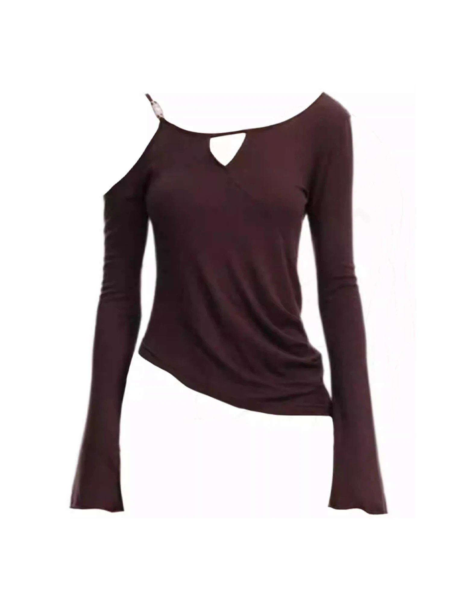 

Women Brown Y2k Gyaru T-shirt Vintage Harajuku Tee Top 90s Aesthetic Long Sleeve Oversize T-shirts Emo 2000s Clothes 2025 Autumn