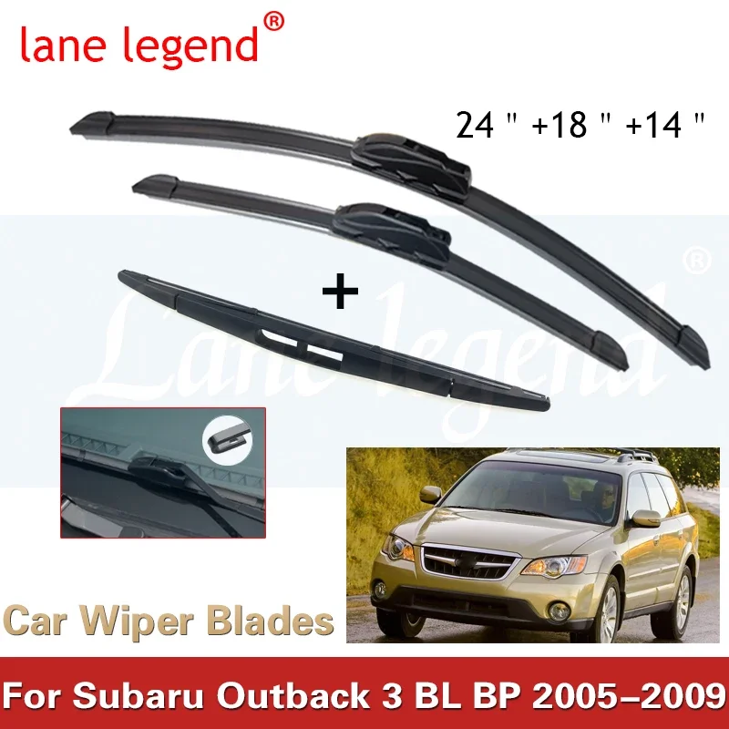 Car Wiper Front & Rear Wiper Blades Set Kit For Subaru Outback 3 BL BP 2005 - 2009 Windscreen Windshield Window 24