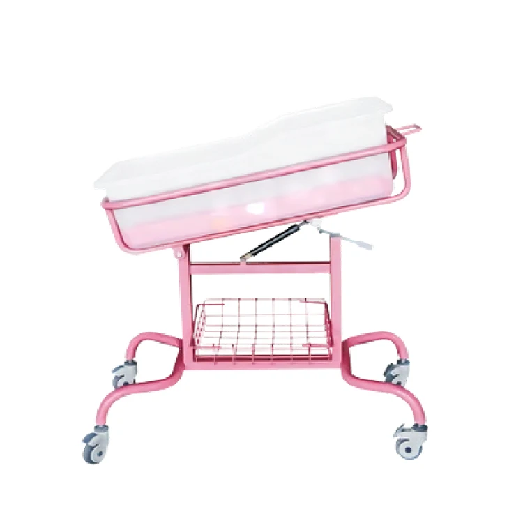 INB01 Factory Price Hospital Infant Bed Medical Baby Trolley with Steel Tilt