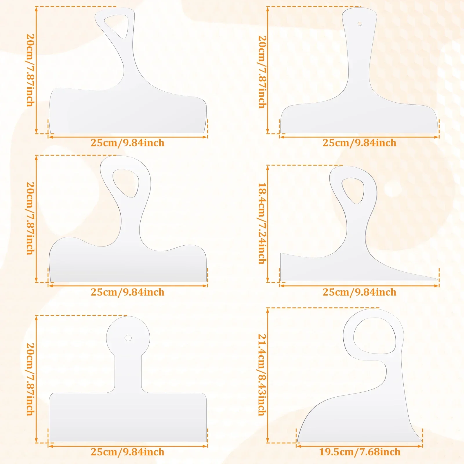 6Pcs Cutting Board Handle Template Set Acrylic Charcuterie Board Handle Router Template Clear Cutting Board Router Template