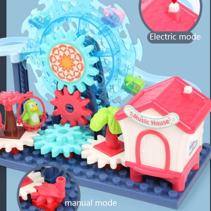 Crianças elétrico roda gigante slide railcar pista brinquedo com música luz montagem jogo interativo brinquedo educacional presente para o miúdo